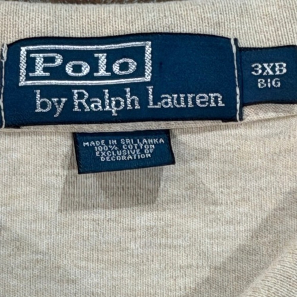 Polo Ralph Lauren Long Sleeve Polo Shirt Oatmeal Beige 3XB Big Mens Cotton Pony - Picture 3 of 7